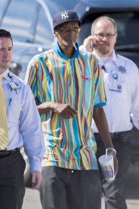 Joe Odom, Lamar's father, arriving at Sunrise Hospital.