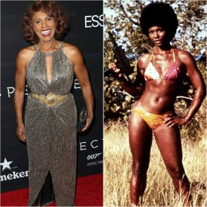 (LEFT) 66 year old Gloria Hendry at last night's tribute. (RIGHT) Hendry as Rosie Carver in 1973's "Live and Let Die".