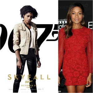 (LEFT) Naomie Harris in 2012's "Skyfall" as "Eve Moneypenny". (LEFT) The 39 year old Harris at last night's event. 