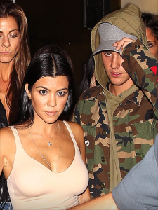 Kourtney Kardashian and Justin Bieber leaving the Nice Guy restaurant on October 9, 2015. 