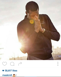 Meek Mill posts "prayer" picture to his Instagram page before heading into court today, December 17, 2015.