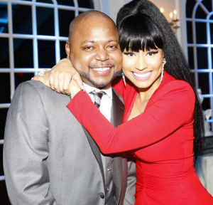 Nicki Minaj, 32, poses with her brother Jelani Maraj at his wedding on August 22, 2015 