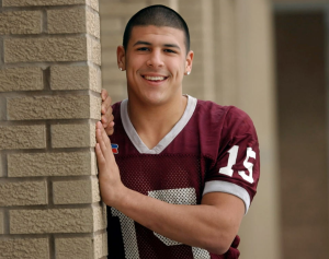Aaron Hernandez selected as the defensive high school football player of the year in 2005.