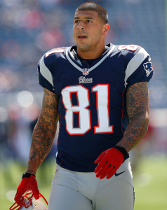 Aaron Hernandez as the tight end for the New England Patriots.