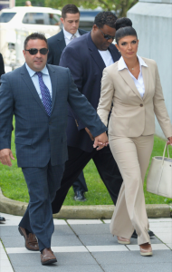 Teresa and Joe Giudice heading into court before being sentenced to prison. 