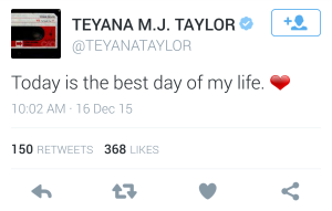 Teyana Taylor tweets about the birth of her daughter.