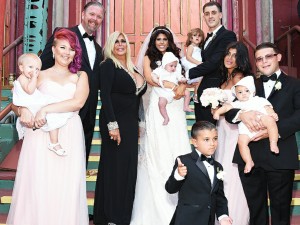Big Ang and her husband Neil Murphy (top left) at her daughter Raquel's wedding. Big Ang's son Anthony Donforio and his wife Gabby pose on the bottom right.