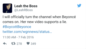 Boycott Beyonce tweet 1