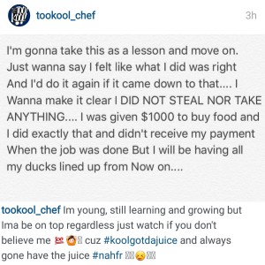Chef Kool lesson learned