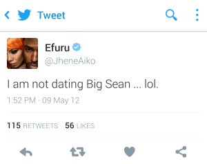Jhené Aiko 2012 tweet Big Sean