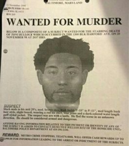 Wanted poster of Toni Bullocks killer, November 1998.