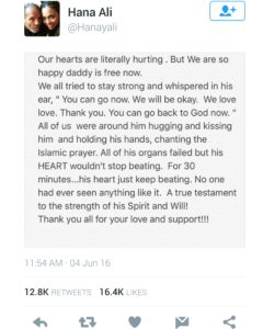 Hana Ali on Muhammad Ali death