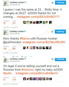 Lindsay Lohan tweets Egor cheating