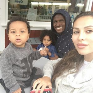 Reggie Bush, his wife Lilit, and children Uriah and Briseis